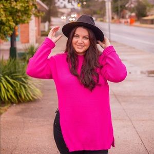 Hot pink boohoo side slit sweater